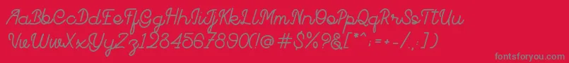 merajhutte-Schriftart – Graue Schriften auf rotem Hintergrund