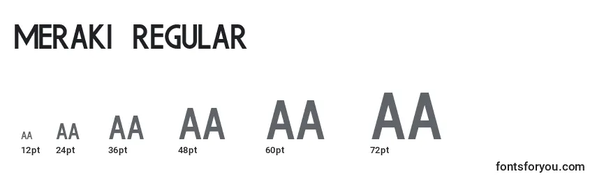 Размеры шрифта Meraki Regular