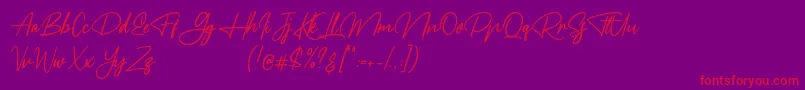 Meranie-Schriftart – Rote Schriften auf violettem Hintergrund