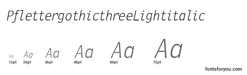 Größen der Schriftart PflettergothicthreeLightitalic