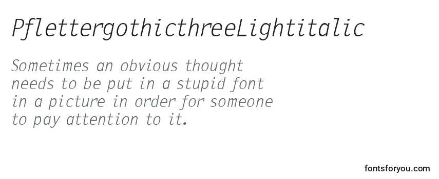 PflettergothicthreeLightitalic Font