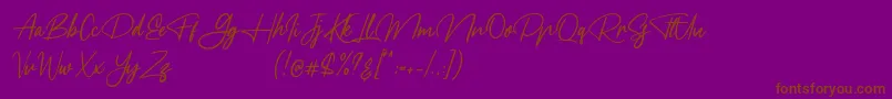Meranie-Schriftart – Braune Schriften auf violettem Hintergrund