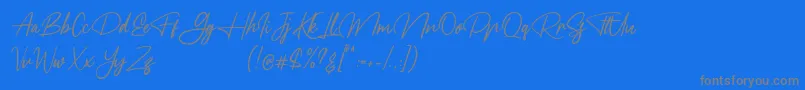 Meranie-Schriftart – Graue Schriften auf blauem Hintergrund