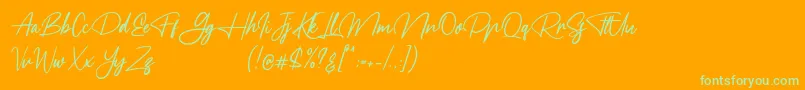 Meranie-Schriftart – Grüne Schriften auf orangefarbenem Hintergrund