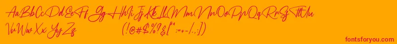 Saiba mais sobre a fonte Meranie Fonte Meranie – fontes vermelhas em um fundo laranja