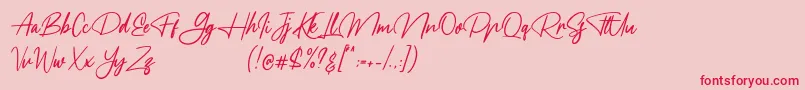 Meranie-Schriftart – Rote Schriften auf rosa Hintergrund