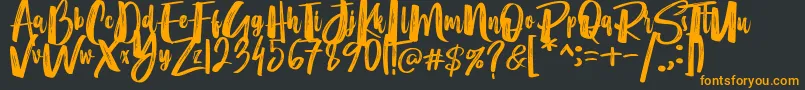 Merci Heart Brush-Schriftart – Orangefarbene Schriften auf schwarzem Hintergrund