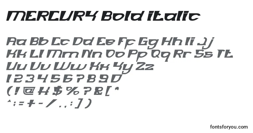 Шрифт MERCURY Bold italic – алфавит, цифры, специальные символы