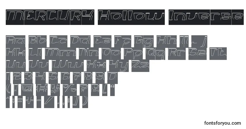 A fonte MERCURY Hollow Inverse – alfabeto, números, caracteres especiais