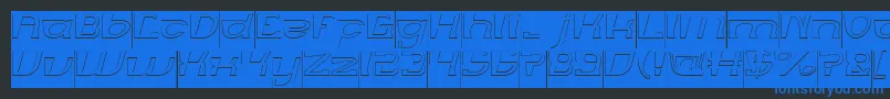 MERCURY Hollow Inverse-Schriftart – Blaue Schriften auf schwarzem Hintergrund