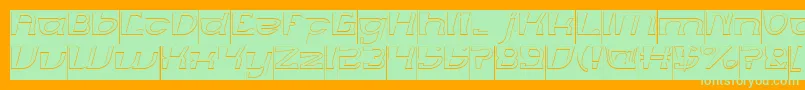 MERCURY Hollow Inverse-Schriftart – Grüne Schriften auf orangefarbenem Hintergrund