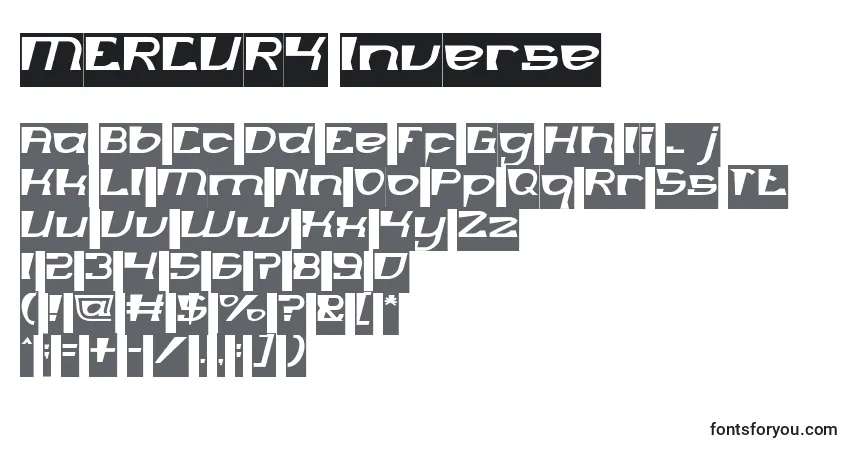 Czcionka MERCURY Inverse – alfabet, cyfry, specjalne znaki