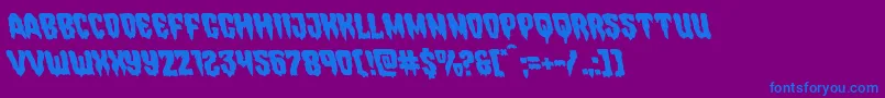 フォントHemogoblinleft – 紫色の背景に青い文字