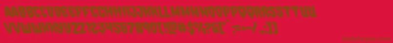 フォントHemogoblinleft – 赤い背景に茶色の文字