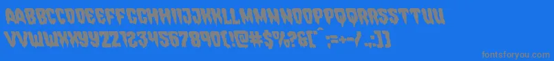 フォントHemogoblinleft – 青い背景に灰色の文字