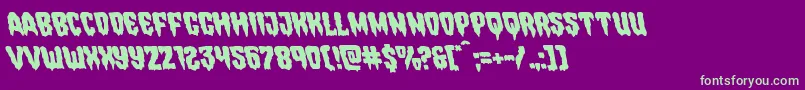 Hemogoblinleft-Schriftart – Grüne Schriften auf violettem Hintergrund