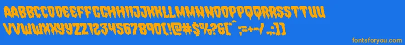 Hemogoblinleft-Schriftart – Orangefarbene Schriften auf blauem Hintergrund