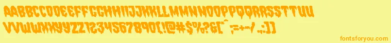 フォントHemogoblinleft – オレンジの文字が黄色の背景にあります。
