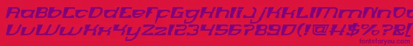 Czcionka MERCURY Italic – fioletowe czcionki na czerwonym tle