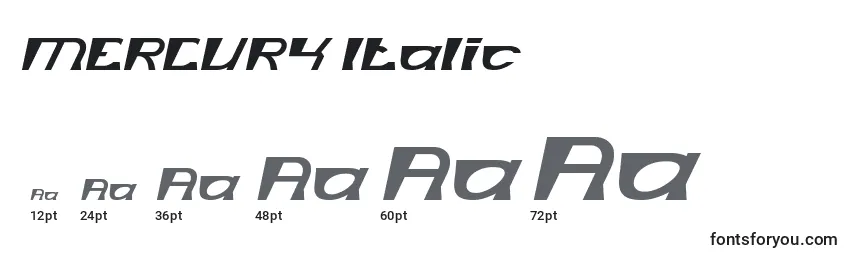 Größen der Schriftart MERCURY Italic