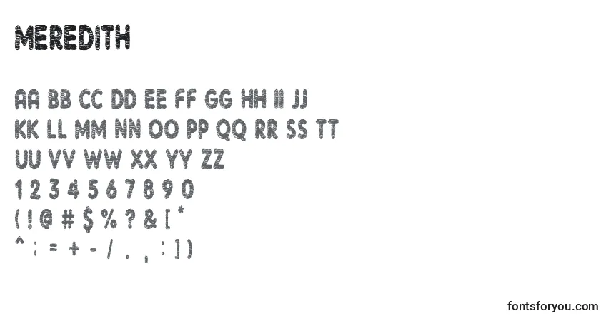 A fonte Meredith – alfabeto, números, caracteres especiais