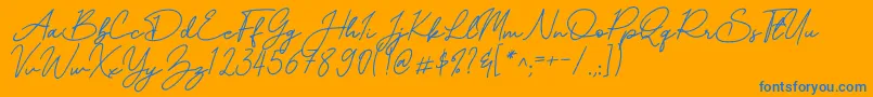 Mereoleona Script-Schriftart – Blaue Schriften auf orangefarbenem Hintergrund