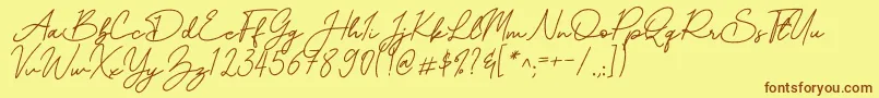 Fonte Mereoleona Script – fontes marrons em um fundo amarelo