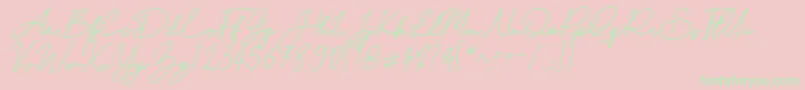 Mereoleona Script-Schriftart – Grüne Schriften auf rosa Hintergrund