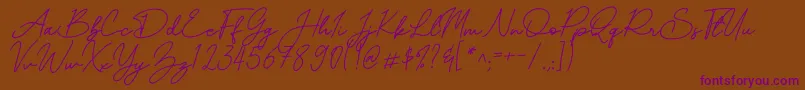 Mereoleona Script-Schriftart – Violette Schriften auf braunem Hintergrund