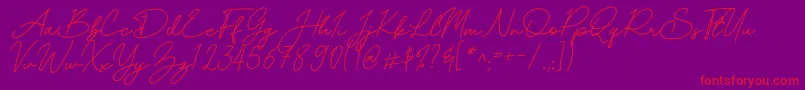 Mereoleona Script-Schriftart – Rote Schriften auf violettem Hintergrund