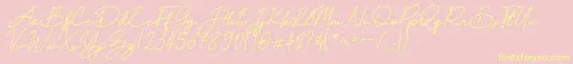 Mereoleona Script Font – Yellow Fonts on Pink Background