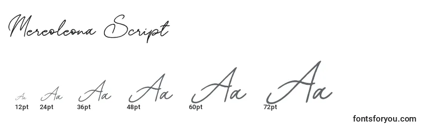 Размеры шрифта Mereoleona Script