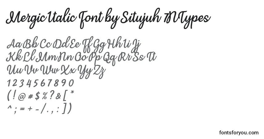 Schriftart Mergic Italic Font by Situjuh 7NTypes – Alphabet, Zahlen, spezielle Symbole