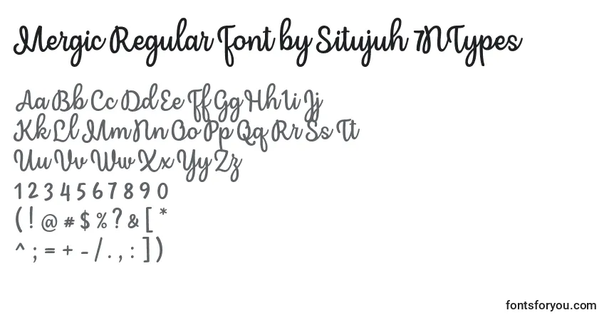 A fonte Mergic Regular Font by Situjuh 7NTypes – alfabeto, números, caracteres especiais
