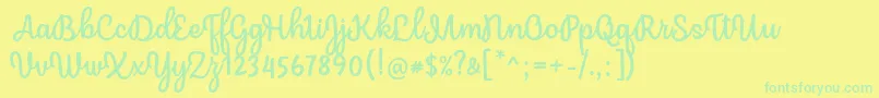 Mergic Regular Font by Situjuh 7NTypes Font – Green Fonts on Yellow Background