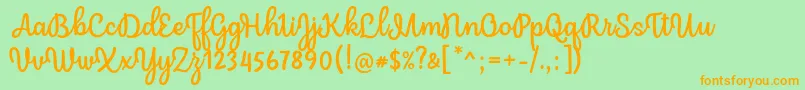 Mergic Regular Font by Situjuh 7NTypes Font – Orange Fonts on Green Background
