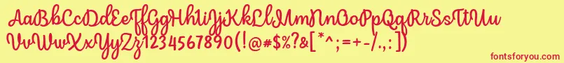 Mergic Regular Font by Situjuh 7NTypes Font – Red Fonts on Yellow Background