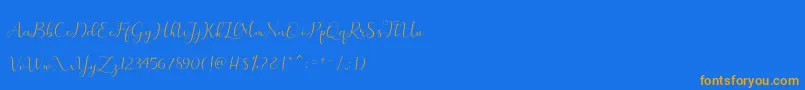 merlin-Schriftart – Orangefarbene Schriften auf blauem Hintergrund