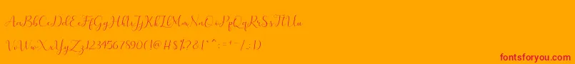 merlin-Schriftart – Rote Schriften auf orangefarbenem Hintergrund