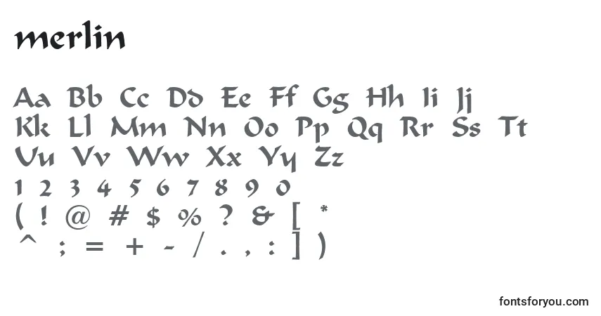 Шрифт Merlin (134112) – алфавит, цифры, специальные символы