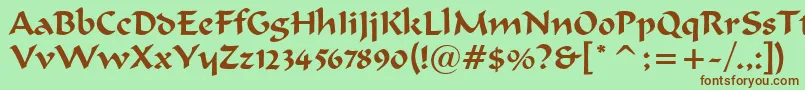 フォントmerlin – 緑の背景に茶色のフォント