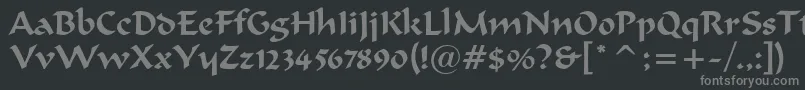merlin-Schriftart – Graue Schriften auf schwarzem Hintergrund