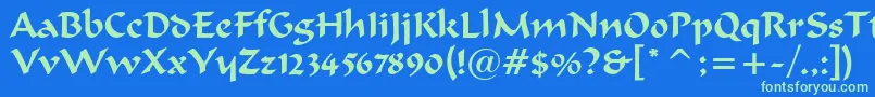 merlin Font – Green Fonts on Blue Background