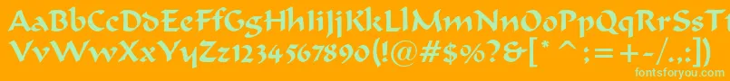 merlin Font – Green Fonts on Orange Background