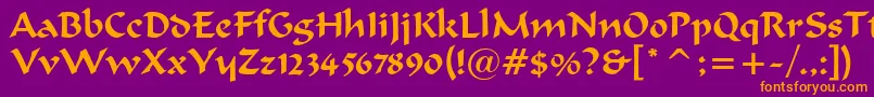 Czcionka merlin – pomarańczowe czcionki na fioletowym tle