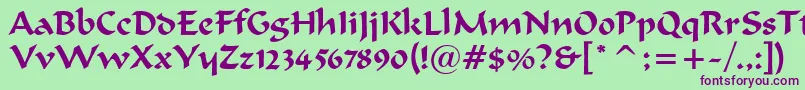 merlin Font – Purple Fonts on Green Background