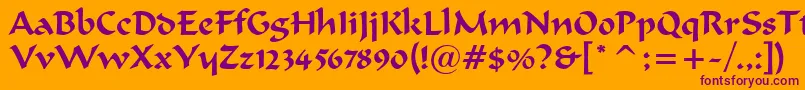 merlin-fontti – violetit fontit oranssilla taustalla