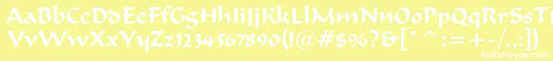merlin-Schriftart – Weiße Schriften auf gelbem Hintergrund