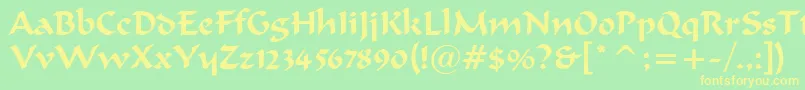 merlin Font – Yellow Fonts on Green Background
