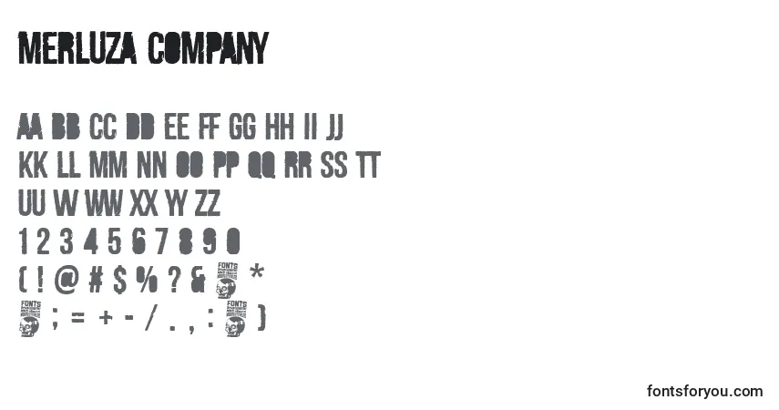 Schriftart Merluza Company – Alphabet, Zahlen, spezielle Symbole